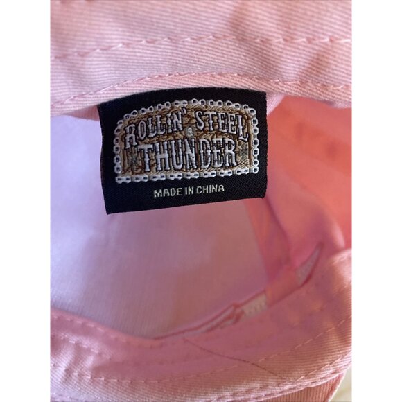 Genuine Biker Embroidered Pink Baseball Cap With Adjustable Strapback Moto - Picture 6 of 6